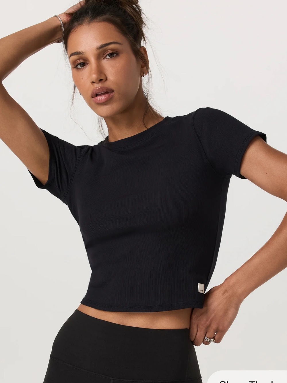 Vuori Pose Fitted Ribbed Tee in Black